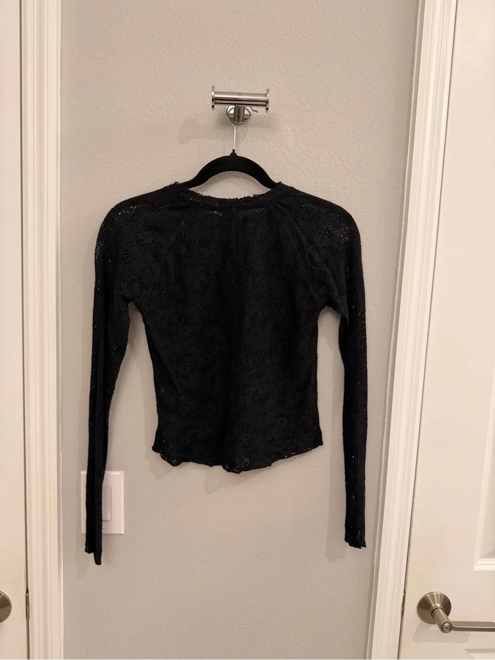 Free People Black Lace Long-Sleeve Women's Top